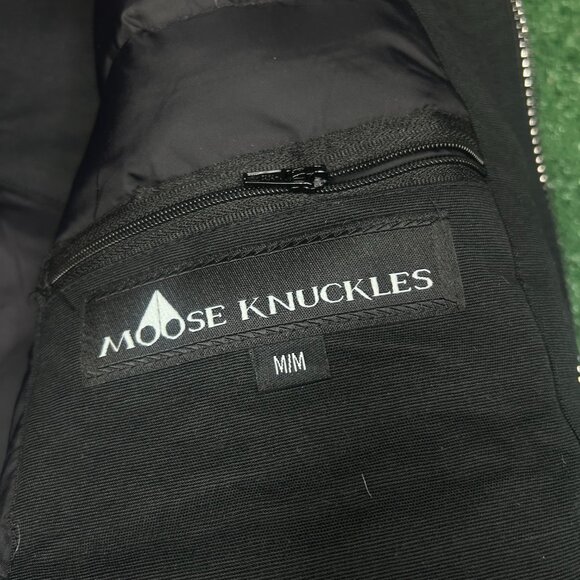 Moose Knuckles Bomber Jacket With Fur Black Size Medium - Picture 8 of 14